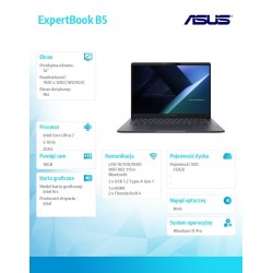 Laptop ExpertBook B5 B5405CCA-LY1492X U7 255H/16GB/512GB/W11Pro