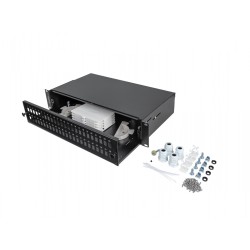 Przełącznica światłowodowa 48XSC Simplex / 48XLC Duplex Rack 19 cali 2U czarna + akcesoria
