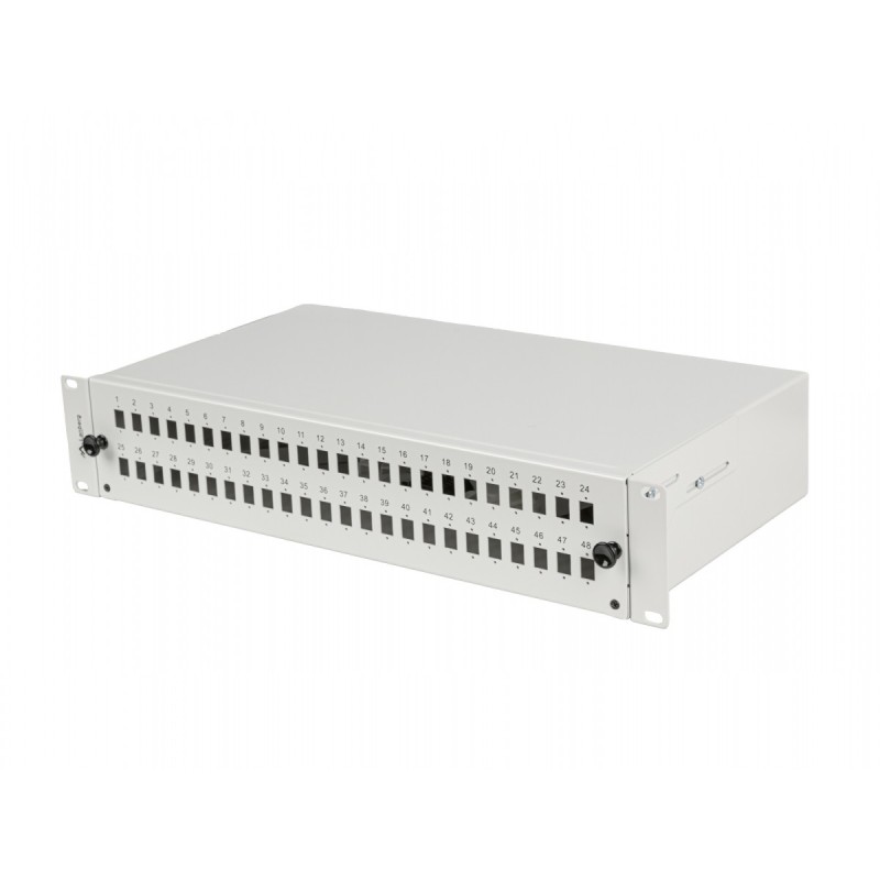 Przełącznica światłowodowa 48XSC Simplex / 48XLC Duplex Rack 19 cali 2U Szara + akcesoria