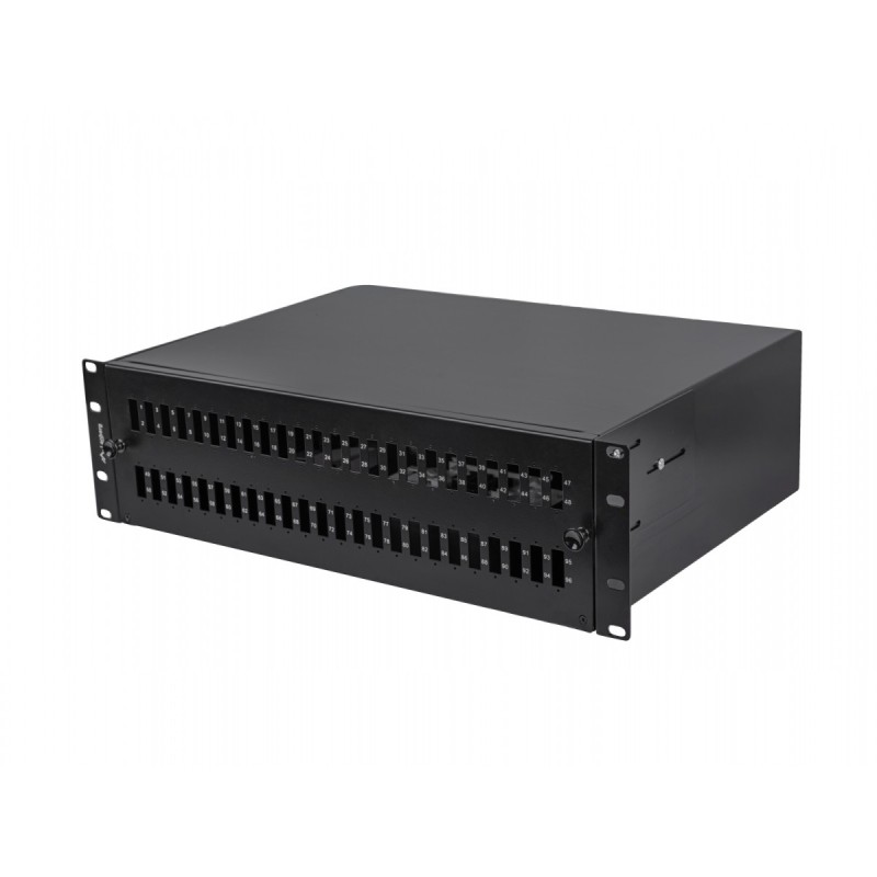 Przełącznica światłowodowa 48XSC Duplex / 48XLC Quad Rack 19 cali 3U czarna + akcesoria