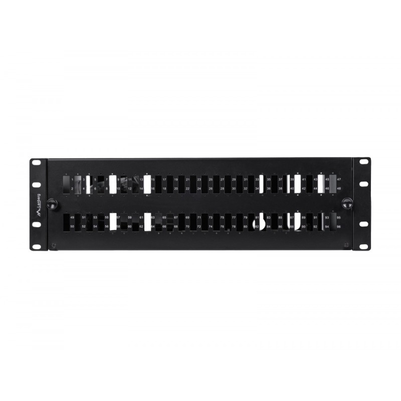 Przełącznica światłowodowa 48XSC Duplex / 48XLC Quad Rack 19 cali 3U czarna + akcesoria