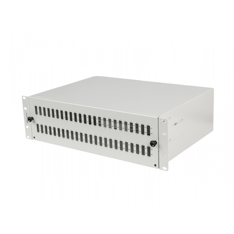 Przełącznica światłowodowa 48XSC Duplex / 48XLC Quad Rack 19 cali 3U szara + akcesoria