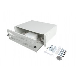 Przełącznica światłowodowa 48XSC Duplex / 48XLC Quad Rack 19 cali 3U szara + akcesoria