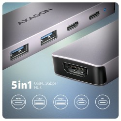 AXAGON HMC-5H60 Wieloportovy hub USB 5in1, 5Gbps, 2 x USB-A,… | PartsPC.pl