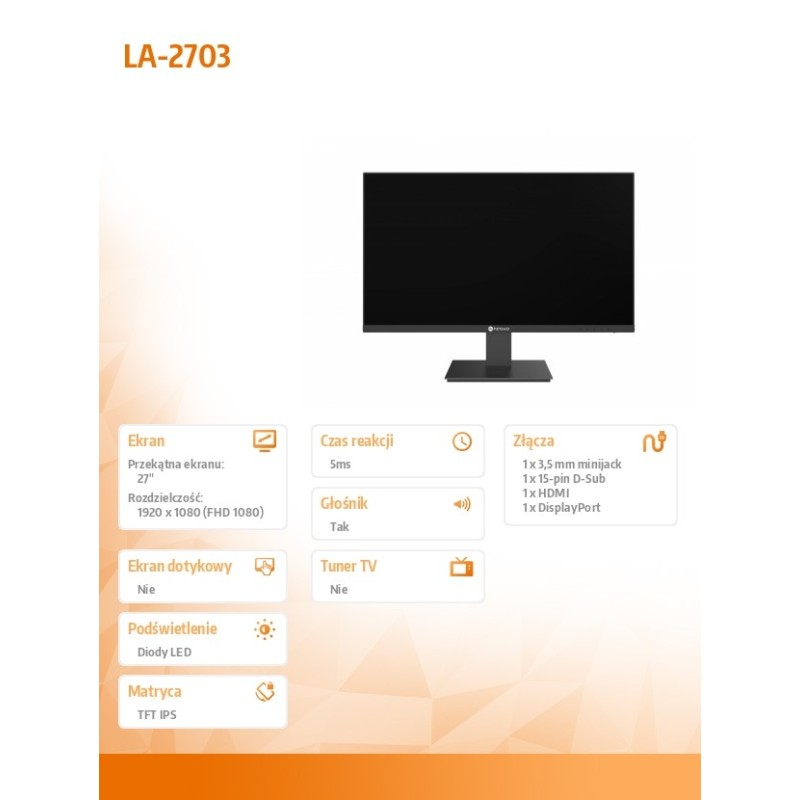 AG NEOVO Monitor 27 cali LA-2703 100Hz HDMI DP VGA | PartsPC.pl