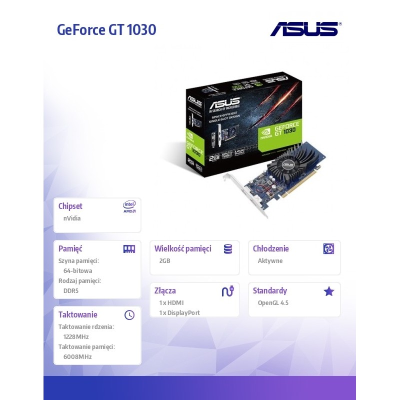 Karta graficzna GeForce GT 1030 2GB GDDR5 64BIT HDMI/DP/HDCP