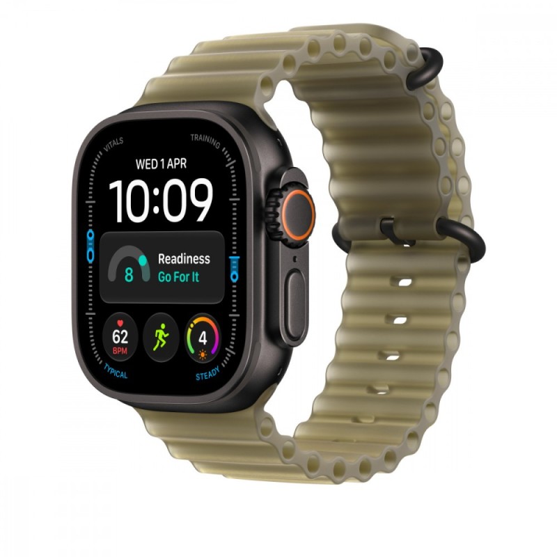 Pasek Ocean w kolorze półprzezroczystej algi do koperty 49 mm - elementy z tytanu w kolorze czarnym