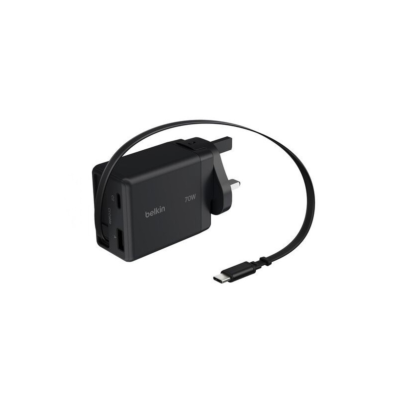 Ładowarka 70W zwijany kabel USB-C , USB-C, USB-A