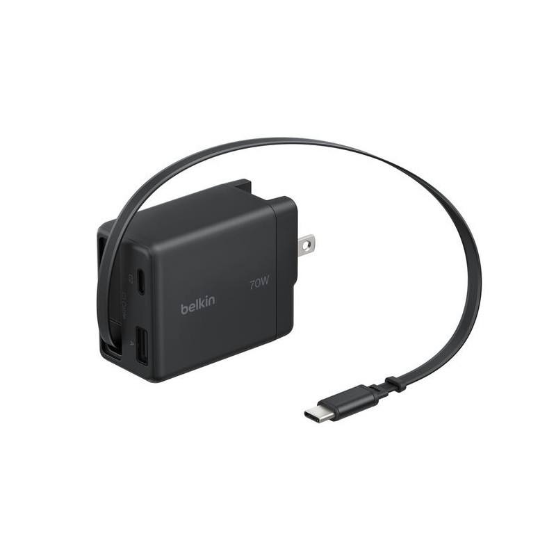 Ładowarka 70W zwijany kabel USB-C , USB-C, USB-A