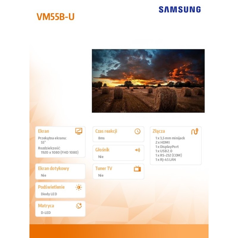 Monitor profesjonalny VM55B-U 55 cali Video Wall Matowy 24h/… | PartsPC.pl