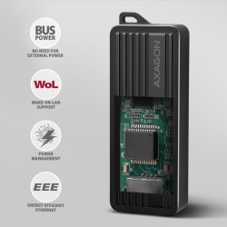 ADE-10GR Karta sieciowa USB-C 10Gbps, port RJ-45 10GbE (10/5/2.5/1G), chipset Realtek RTL8159, Wake-on-LAN, aluminiowa, odłączan