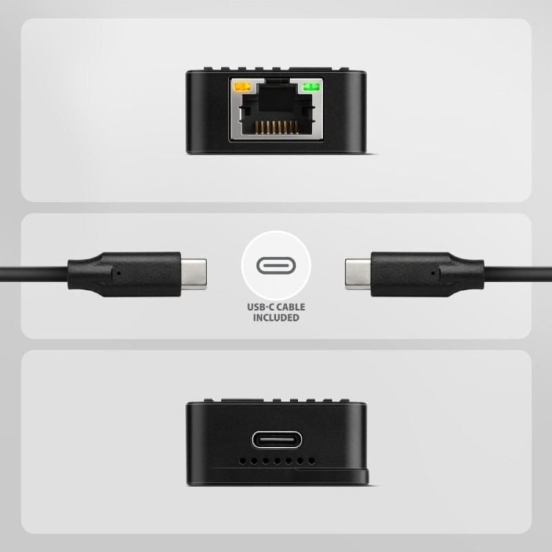 ADE-10GR Karta sieciowa USB-C 10Gbps, port RJ-45 10GbE (10/5/2.5/1G), chipset Realtek RTL8159, Wake-on-LAN, aluminiowa, odłączan