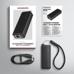 ADE-10GR Karta sieciowa USB-C 10Gbps, port RJ-45 10GbE (10/5/2.5/1G), chipset Realtek RTL8159, Wake-on-LAN, aluminiowa, odłączan