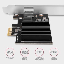 PCEE-10GR Karta sieciowa PCIe 4.0 x1, port RJ-45 10GbE (10/5/2.5/1G), chipset Realtek RTL8127, PXE, Wake-on-LAN, radiator, śledź