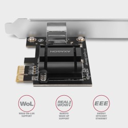 PCEE-G50 Karta sieciowa PCIe 3.1 x1, port RJ-45 5GbE (5/2.5/1G), chipset Realtek RTL8126, PXE, Wake-on-LAN, radiator, śledź SP/L