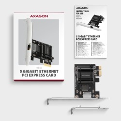 PCEE-G50 Karta sieciowa PCIe 3.1 x1, port RJ-45 5GbE (5/2.5/1G), chipset Realtek RTL8126, PXE, Wake-on-LAN, radiator, śledź SP/L