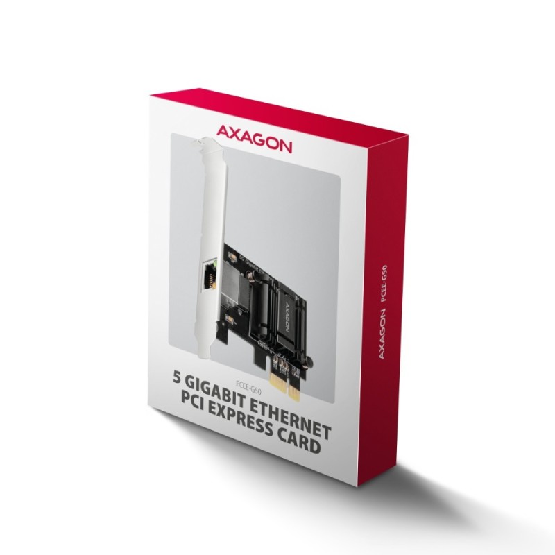 PCEE-G50 Karta sieciowa PCIe 3.1 x1, port RJ-45 5GbE (5/2.5/1G), chipset Realtek RTL8126, PXE, Wake-on-LAN, radiator, śledź SP/L