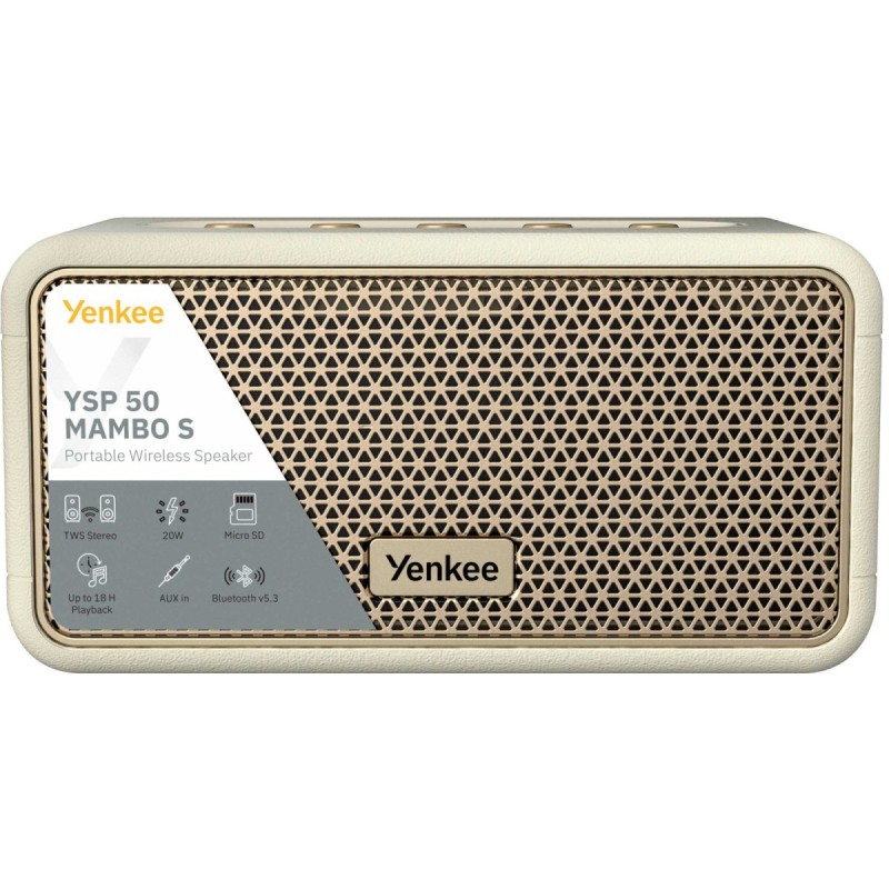 Głośnik RETRO MAMBO S beżowy Moc 20W, IPX4, TWS, BT, Aku.4400mAh