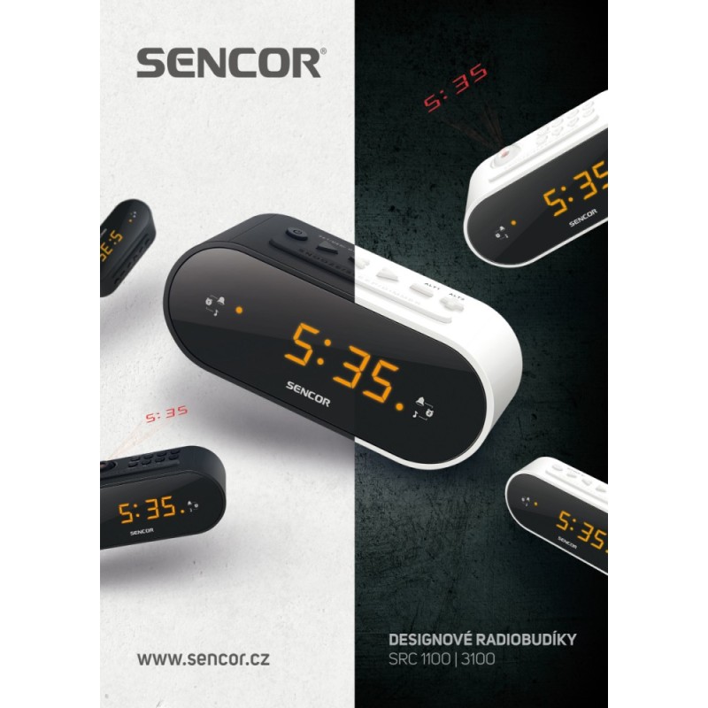 Radiobudzik SRC 1100W Radio FM,Wys LED 1.5cm, podwojny Alarm