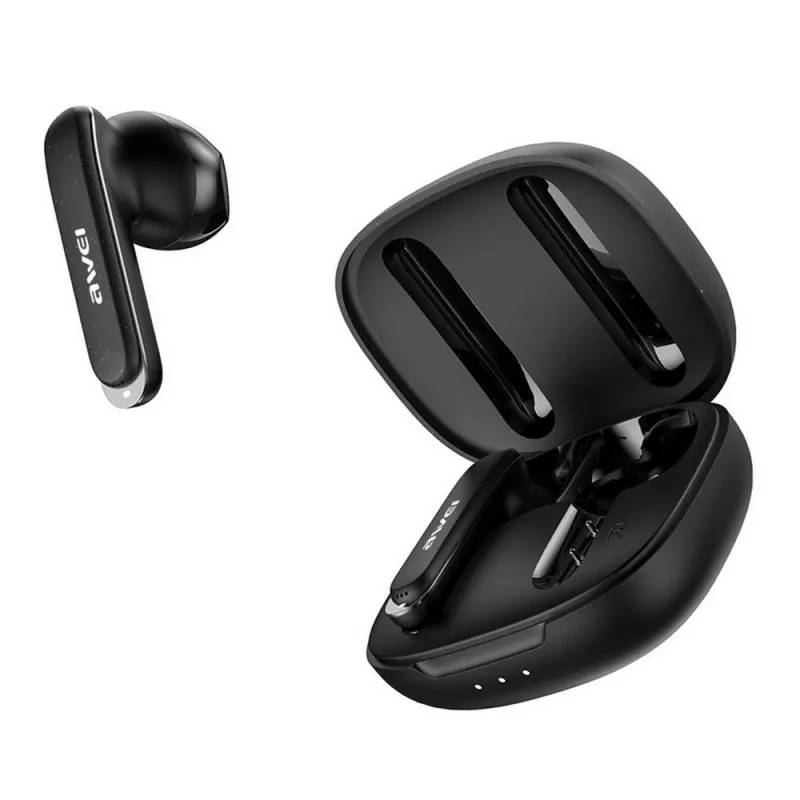 Słuchawki z mikrofonem awei t66 tws bluetooth + stacja dokująca - czarne
