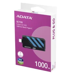 Adata Dysk SSD External SC735 1TB U3.2C 1000/1000MB/s Blue